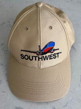 Southwest Airlines Hat Cap Solid Beige One Size Slideback Embroidered VERY CLEAN
